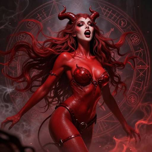 Alluring Crimson Succubus Pose