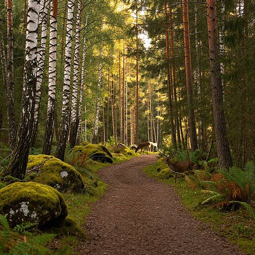 Scandinavian Forest Path at Golden Hour