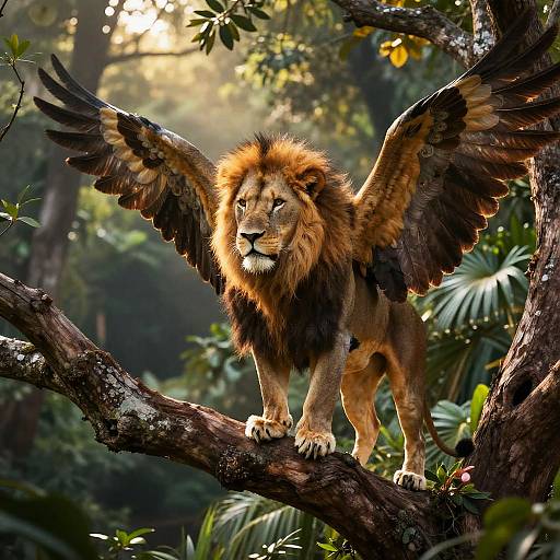 Majestic Lion with Eagle Wings