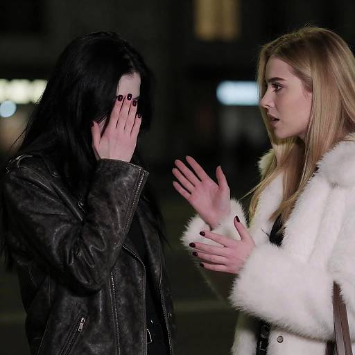 Dark Urban Night Scene with Two Women