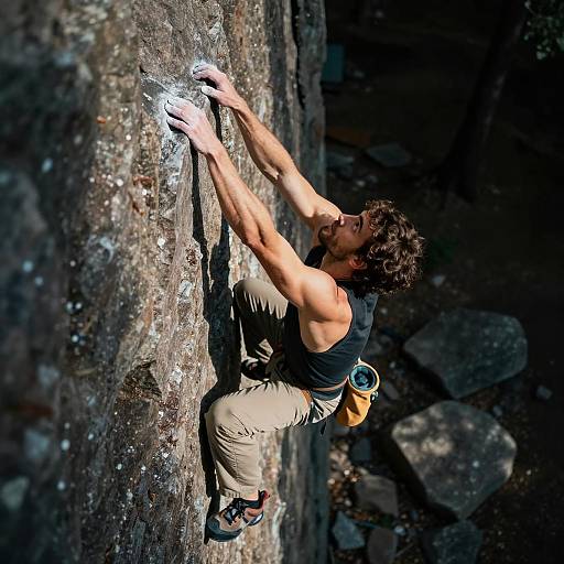 Dynamic Climber on Rocky Cliffface