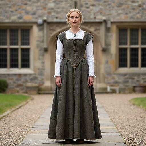 Medieval English Woman in Traditional Dress