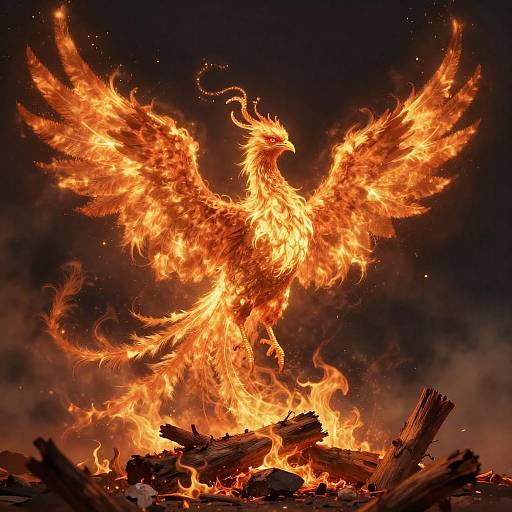 Majestic Phoenix Rising from Ashes