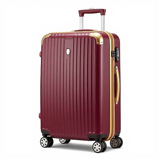 Futuristic Maroon Gold Rolling Suitcase