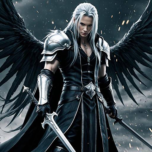 Dark Fantasy Warrior with Black Wings