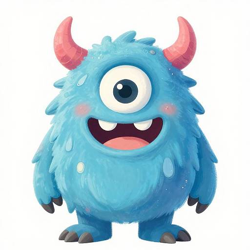 Cute Blue One-Eyed Monster Cartoon