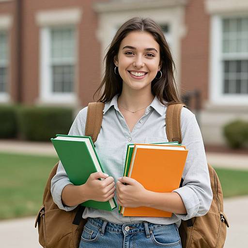 Young Woman Holding Books Outdoors
