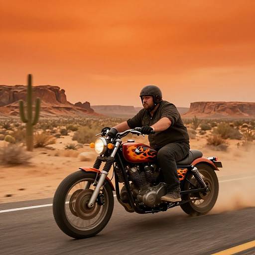 Fat Biker Riding Desert Highway
