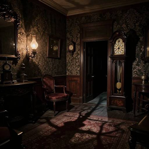 Gothic Victorian Parlor with Foreboding Shadows