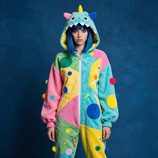 Futuristic Colorful Dinosaur Jumpsuit Fashion