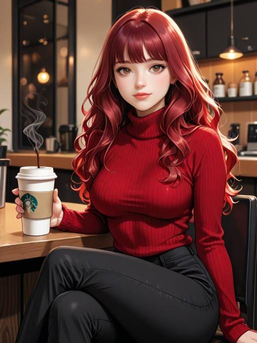 Cozy Indoor Scene with Red-Haired Girl