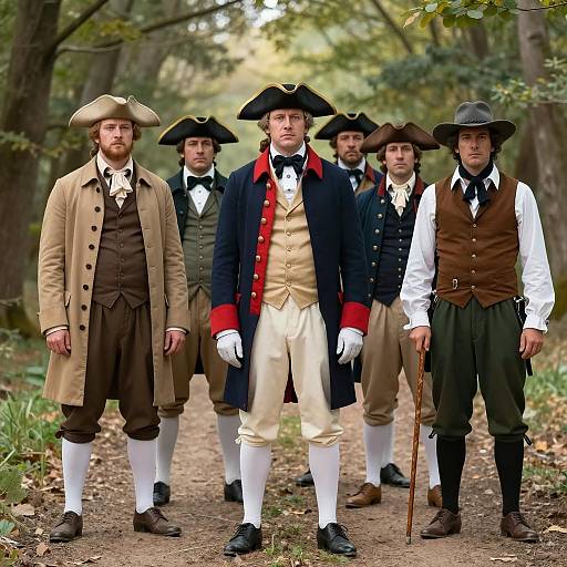 Colonial Men in Forest Setting