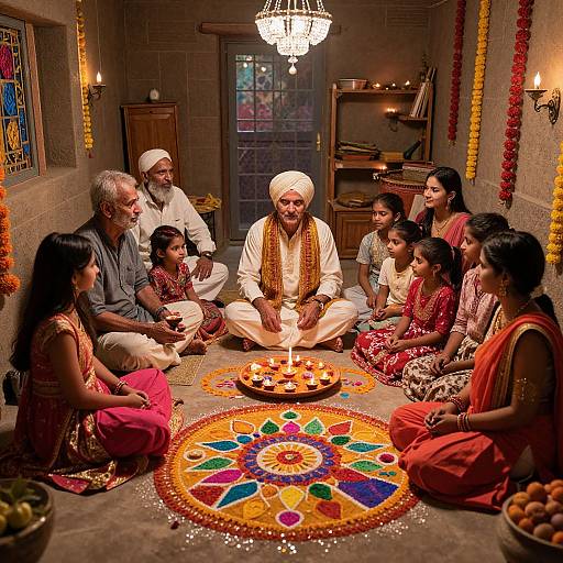 Vibrant Punjabi Family Diwali Gathering