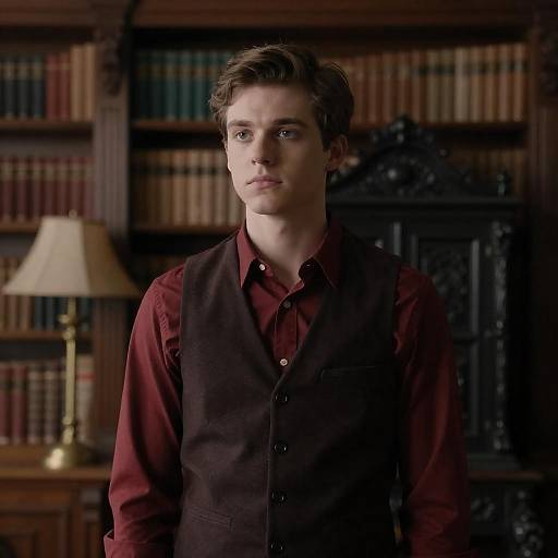 Young Man in Ornate Library