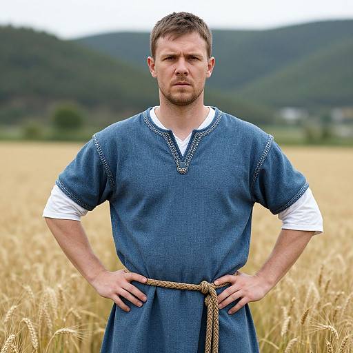Medieval Man in Wheat Field