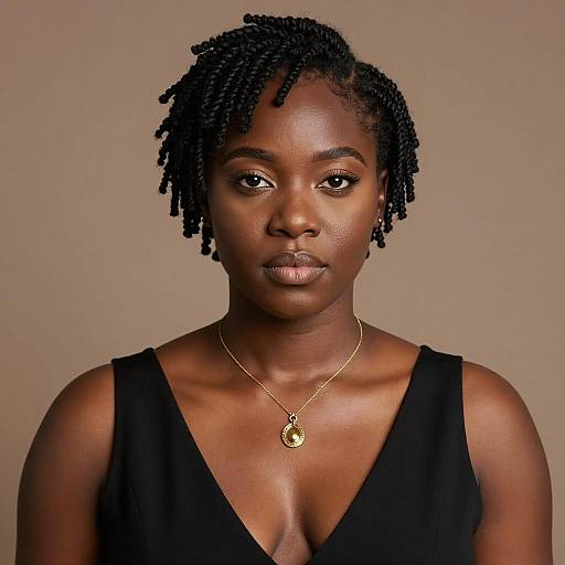 Portrait of African American Woman with Twists Hairstyle