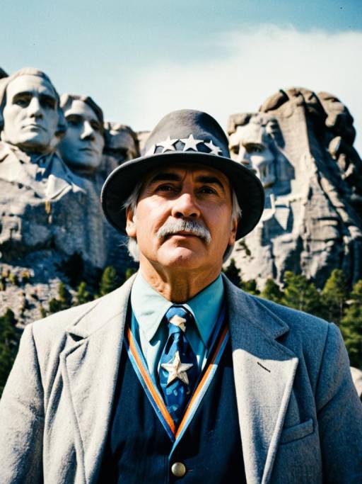 Man in Mount Rushmore Themed Costume