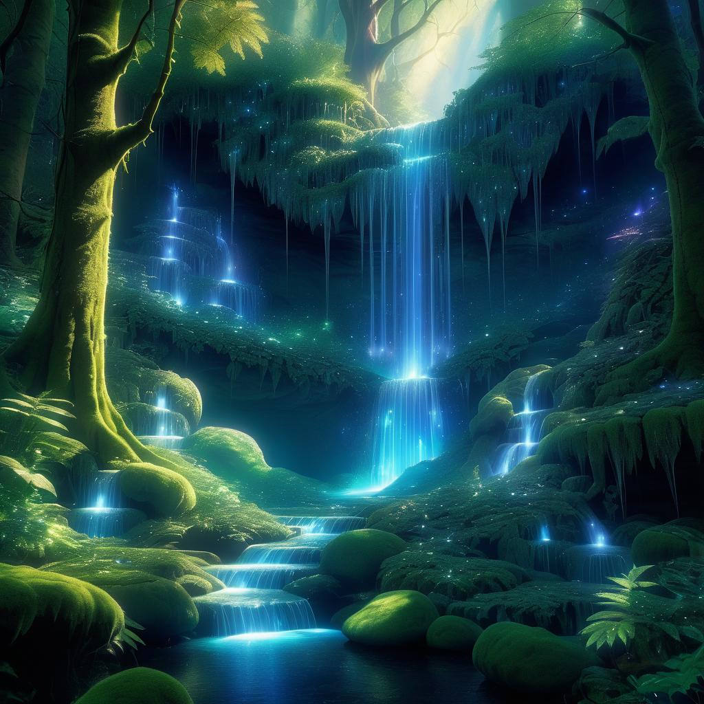 Enchanted Waterfall in Magical Forest