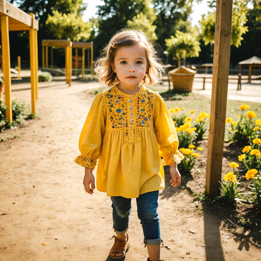 Child in Yellow Blouse at Playground