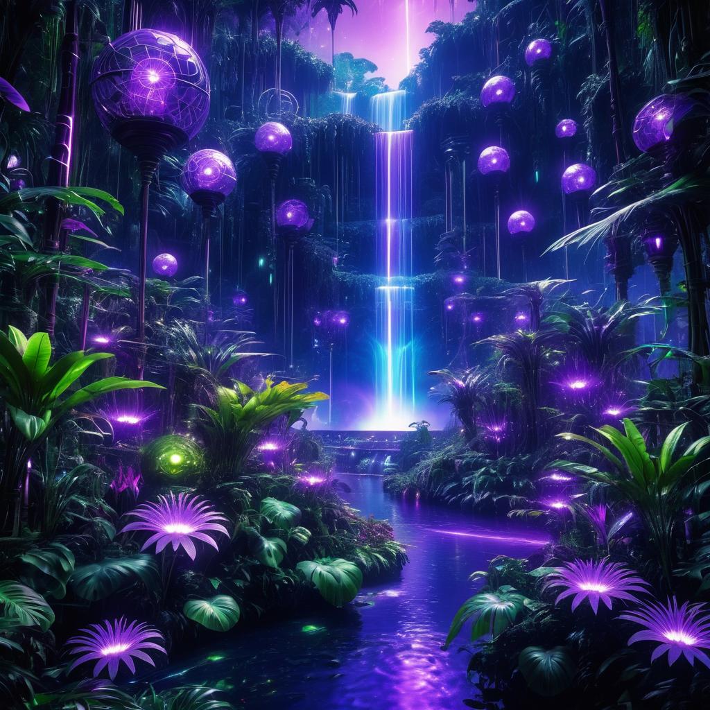 Futuristic Jungle: Cybernetic Exploration Scene