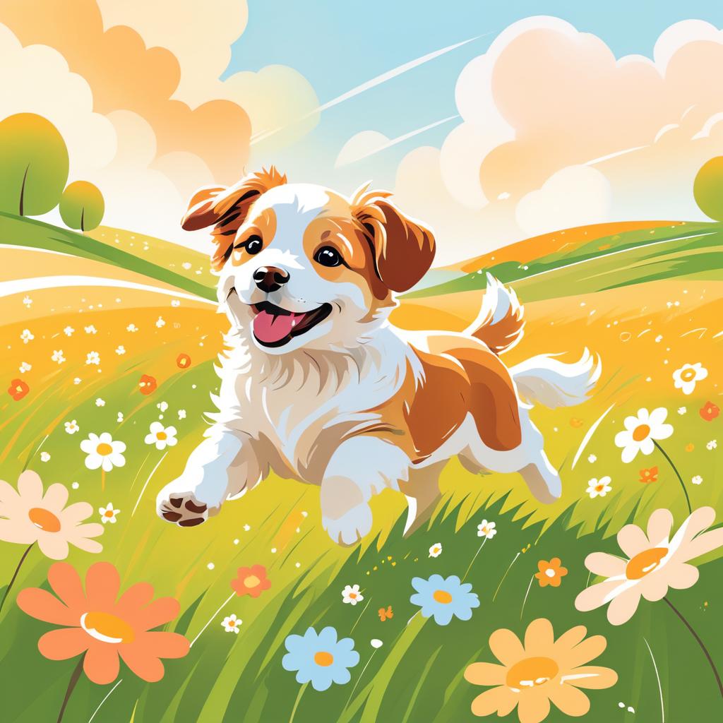 Playful Puppy in a Sunny Meadow