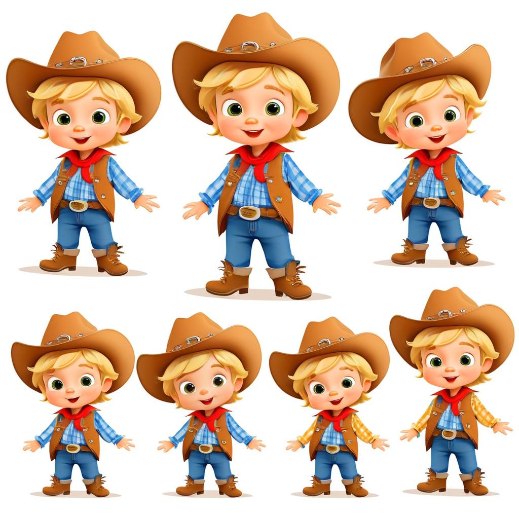 Charming Cowboy Boy Character Illustrations