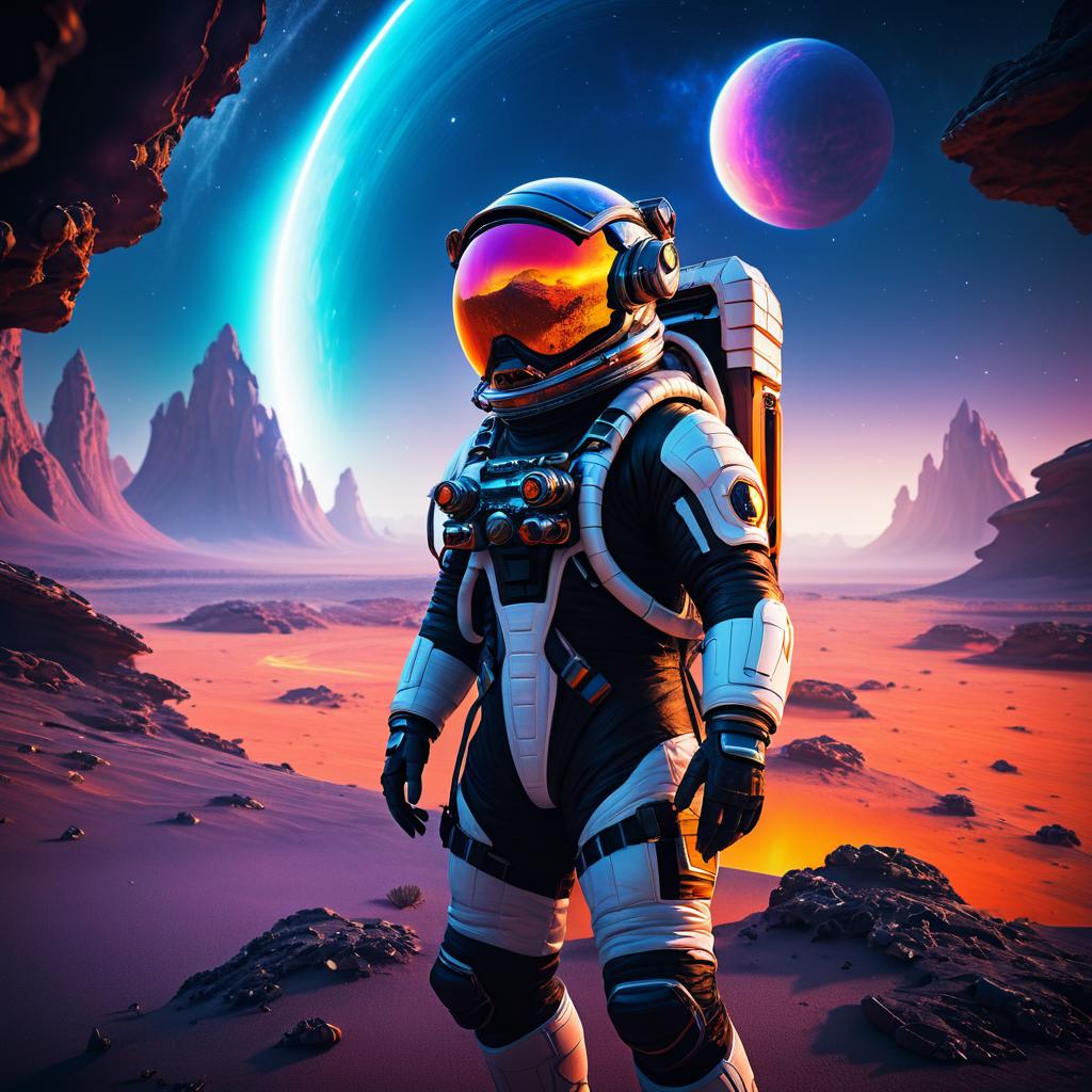 Futuristic Astronaut in Alien Landscapes