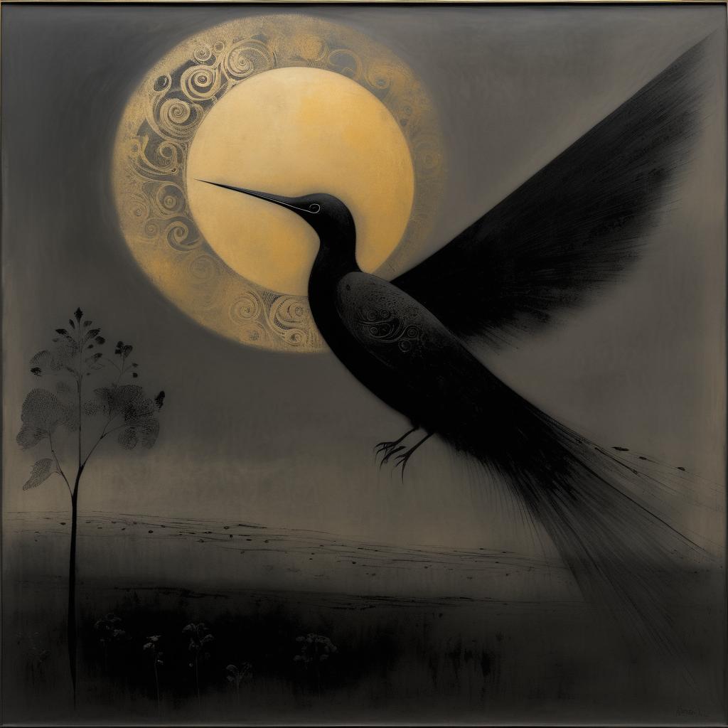 Mystical Bird in Dreamlike Landscape