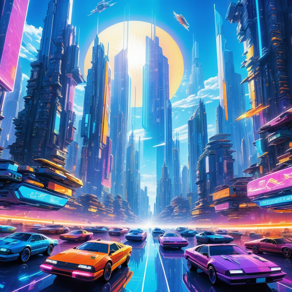 Vibrant Cyberpunk Cityscape Adventure