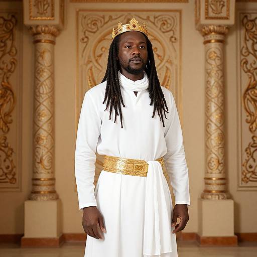 Regal Man with Dreadlocks in Ornate Room