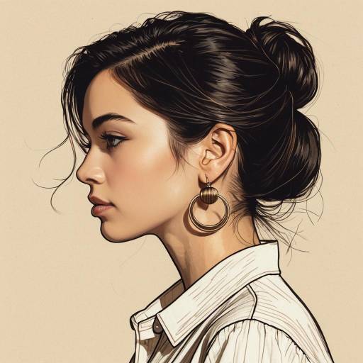 Profile Sketch of Young Woman with Earrings