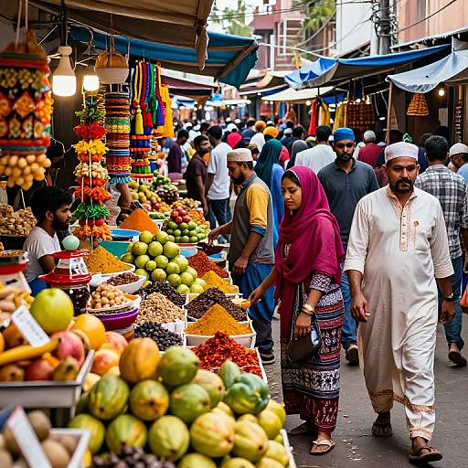 Vibrant Bustling Street Market Scene