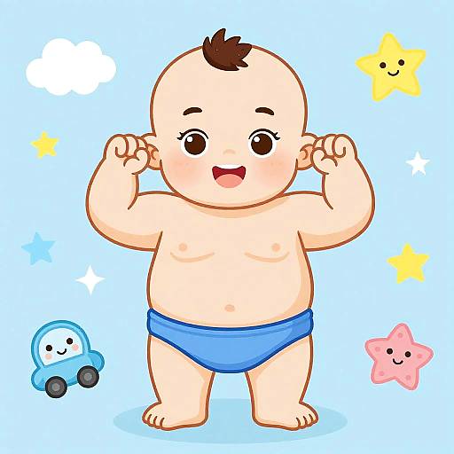 Strong Six-Pack Baby Fantasy Illustration