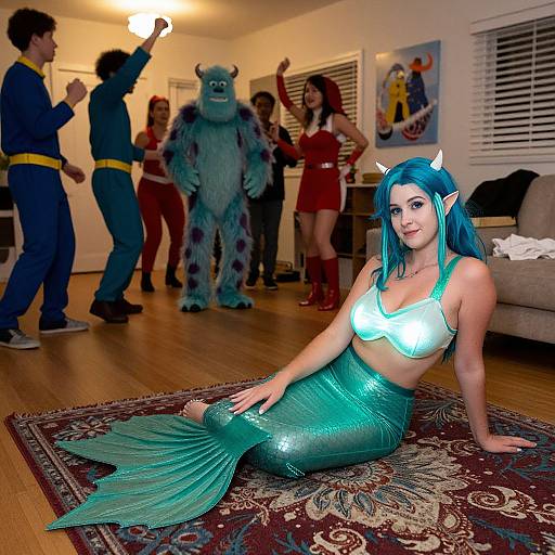 Cozy Winter Costume Party Scene