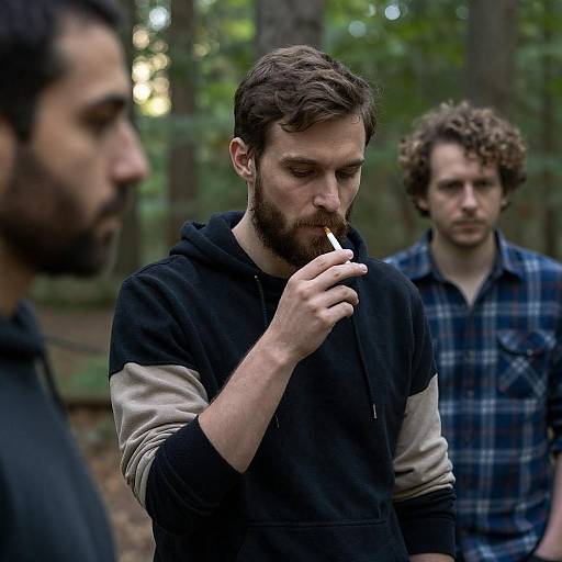 Forest Gathering with Focused Men