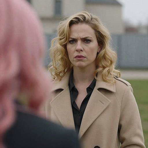 Serious Blonde Woman with Blurry Foreground