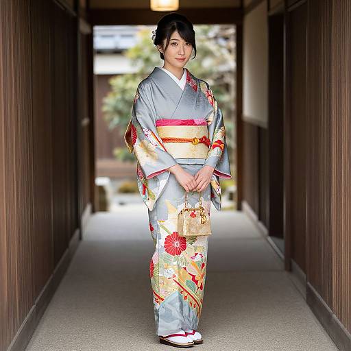 Woman in Traditional Japanese Kimono