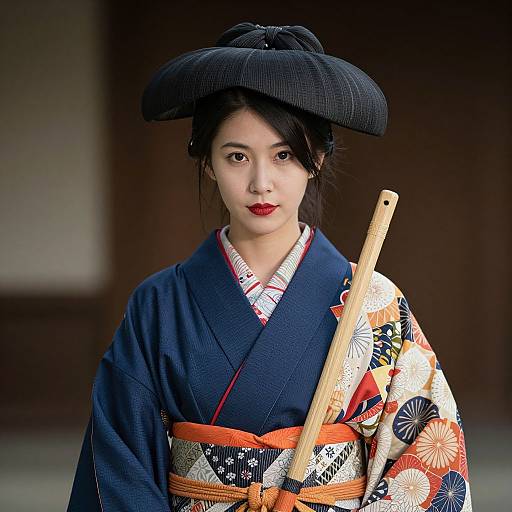 Samurai Costume Woman in Traditional Dress