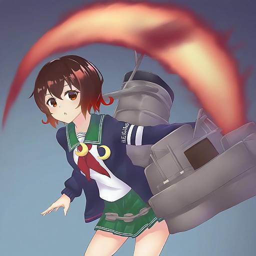 Illustration of Mutsuki kai ni (kancolle), kantai collection in the style of Pizza (pizzania company)