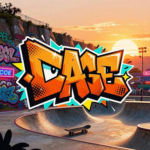 Bold Graffiti Eyes at Sunset Skatepark