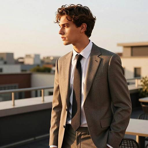 Man with Twist Out Hairstyle on Rooftop