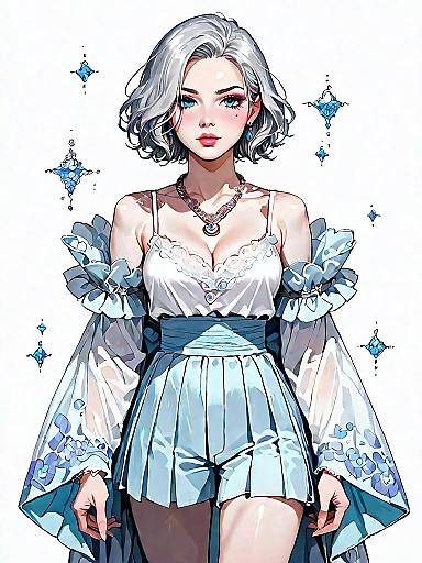 Bohemian Woman in Crocheted Lace Outfit