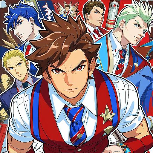 Illustration of Apollo justice, ace attorney in the style of Koyama shigeru