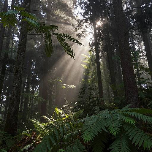 Dawn in Misty Forest