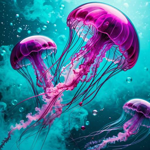 Dreamy Jellyfish in Abstract Aqua Ambiance