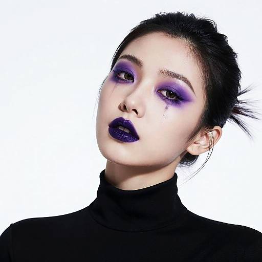 Striking Woman with Dramatic Purple Makeup