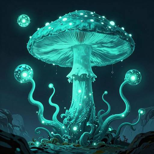 Turquoise Lovecraftian Cosmic Mushroom