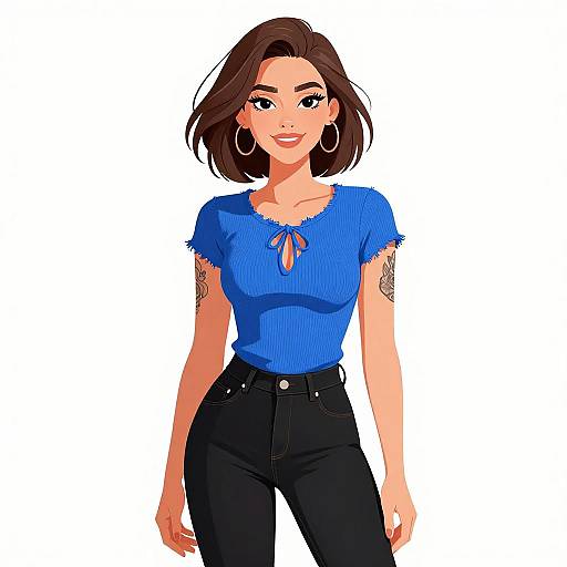 Smiling Woman in Casual Chic Outfit