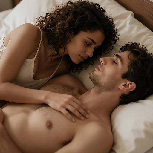 Intimate Moment Between Couple in Bed