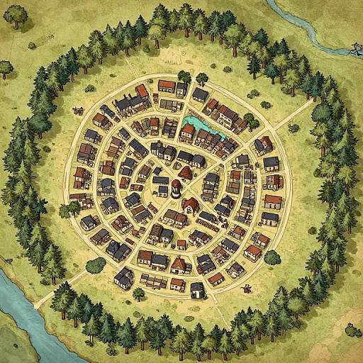 Hand-Drawn DnD Small Village Map